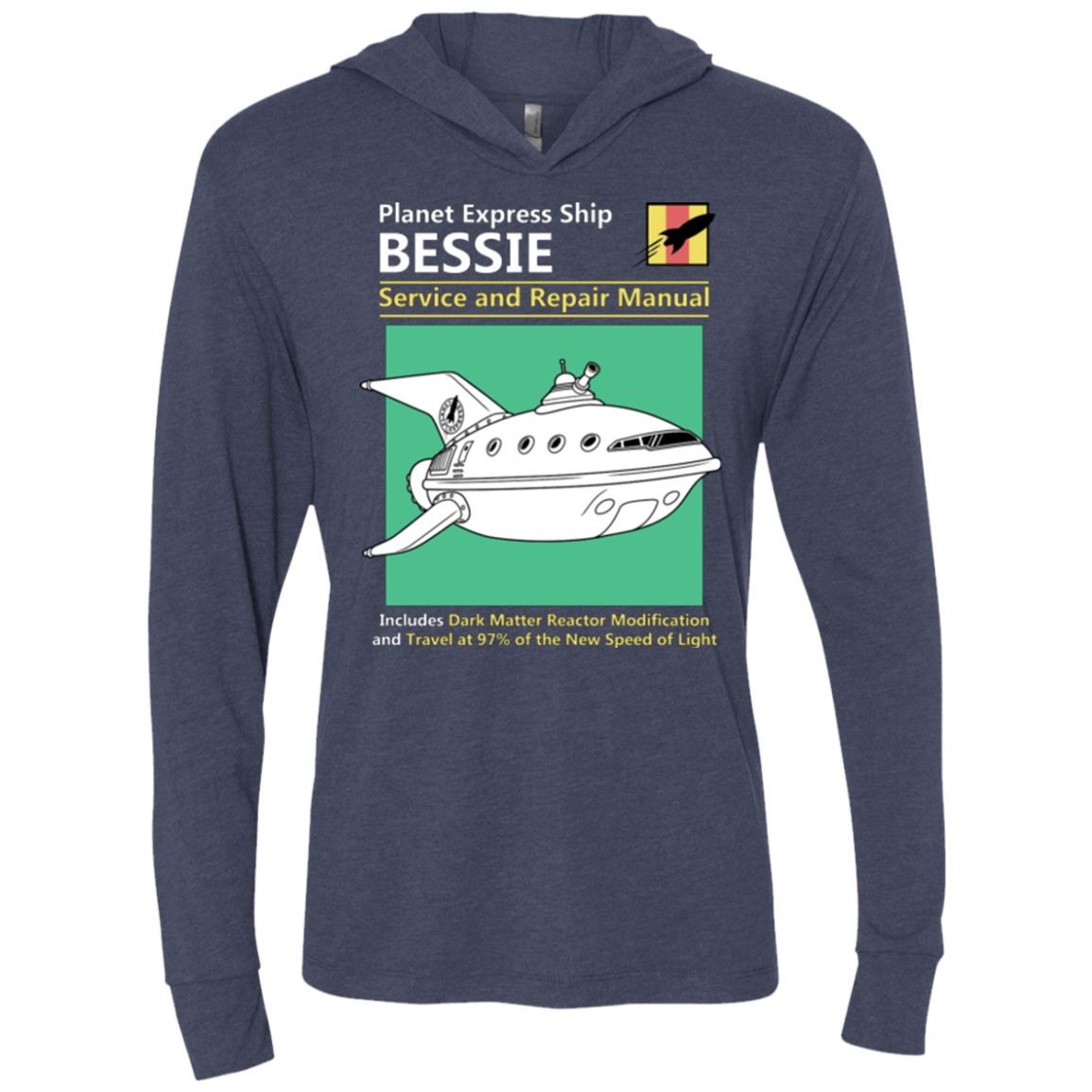 T-Shirts Vintage Navy / X-Small Bessie Service and Repair Manual Triblend Long Sleeve Hoodie Tee