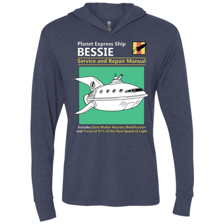 T-Shirts Vintage Navy / X-Small Bessie Service and Repair Manual Triblend Long Sleeve Hoodie Tee