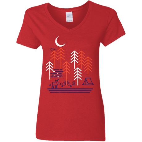 T-Shirts Red / S Bicycle Days Women's V-Neck T-Shirt