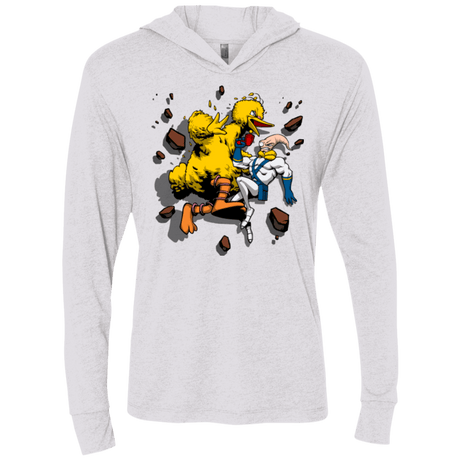 T-Shirts Heather White / X-Small Big Bird and Worm Triblend Long Sleeve Hoodie Tee
