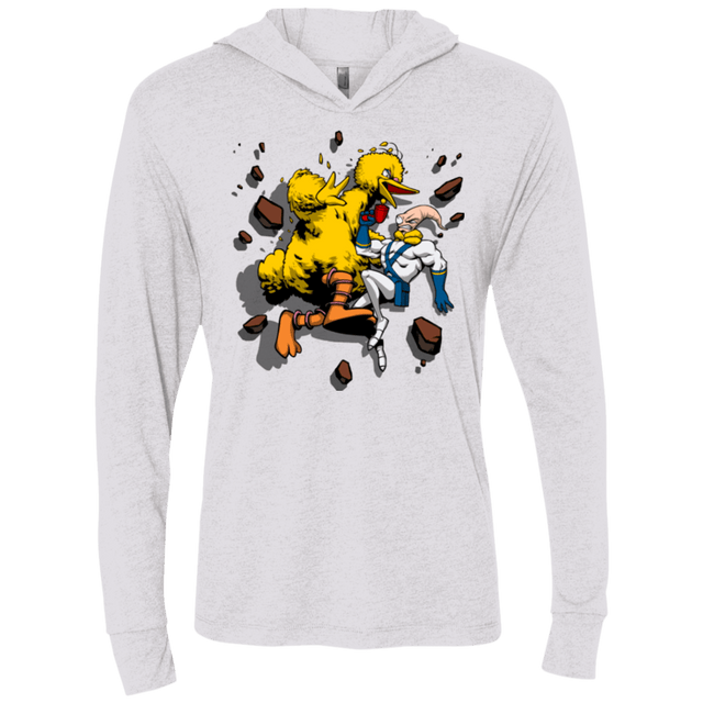 T-Shirts Heather White / X-Small Big Bird and Worm Triblend Long Sleeve Hoodie Tee