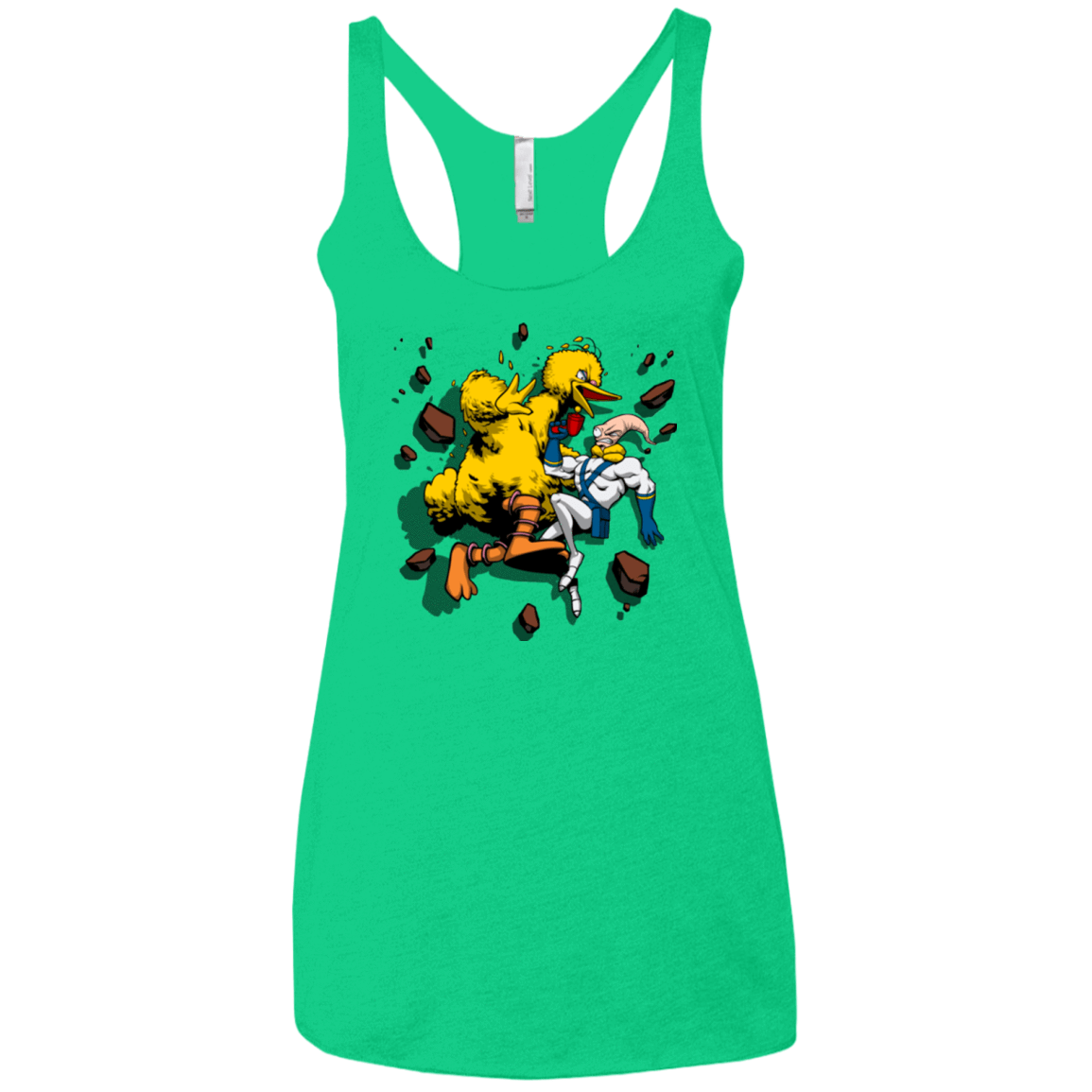 T-Shirts Envy / X-Small Big Bird and Worm Women's Triblend Racerback Tank