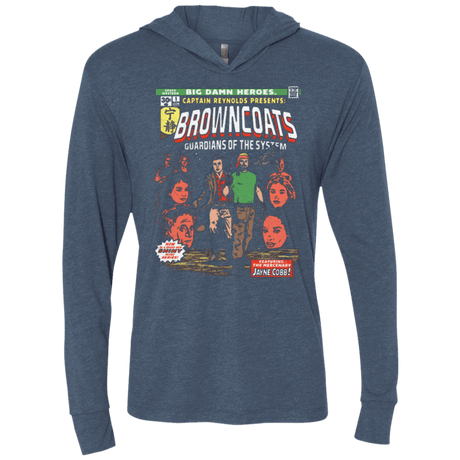 T-Shirts Indigo / X-Small Big Damn Heroes Triblend Long Sleeve Hoodie Tee
