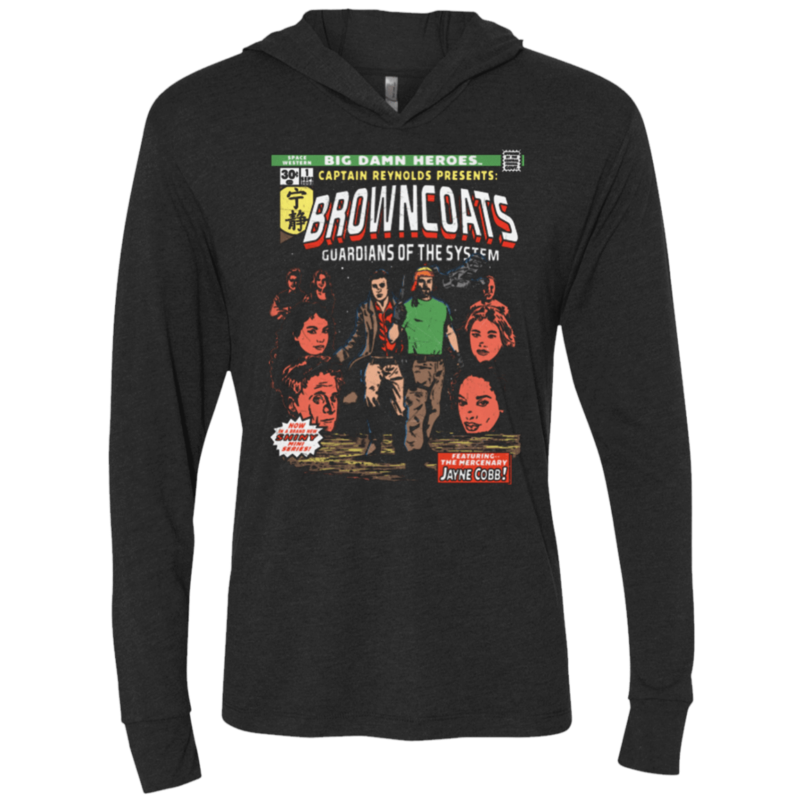 T-Shirts Vintage Black / X-Small Big Damn Heroes Triblend Long Sleeve Hoodie Tee