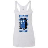 T-Shirts Heather White / X-Small Bigger on the Inside Women's Triblend Racerback Tank
