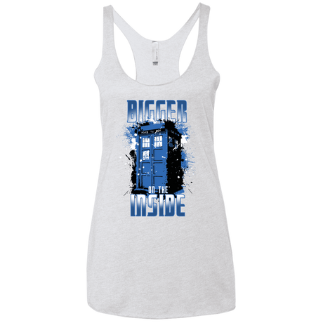 T-Shirts Heather White / X-Small Bigger on the Inside Women's Triblend Racerback Tank
