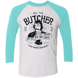 T-Shirts Heather White/Tahiti Blue / X-Small Bill The Butcher Men's Triblend 3/4 Sleeve