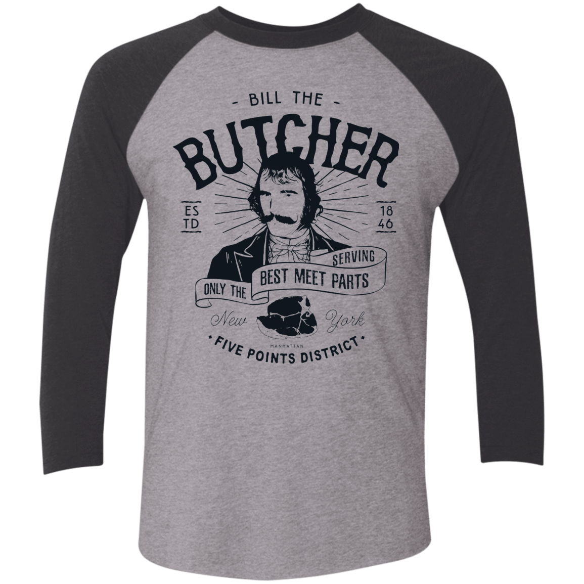 T-Shirts Premium Heather/ Vintage Black / X-Small Bill The Butcher Men's Triblend 3/4 Sleeve