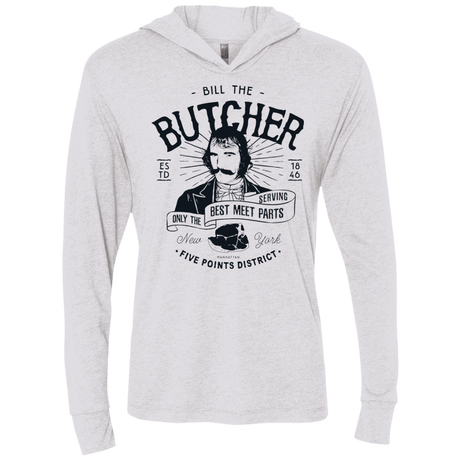 T-Shirts Heather White / X-Small Bill The Butcher Triblend Long Sleeve Hoodie Tee