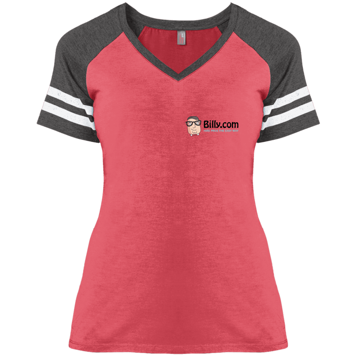 T-Shirts Heather Red/Heathered Charcoal / X-Small Billy.com District Ladies' Game V-Neck T-Shirt