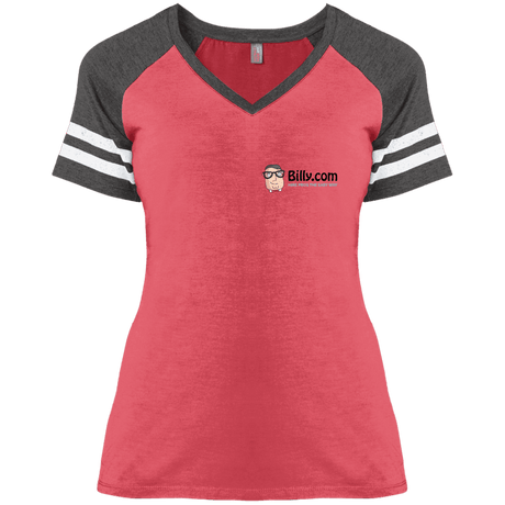 T-Shirts Heather Red/Heathered Charcoal / X-Small Billy.com District Ladies' Game V-Neck T-Shirt