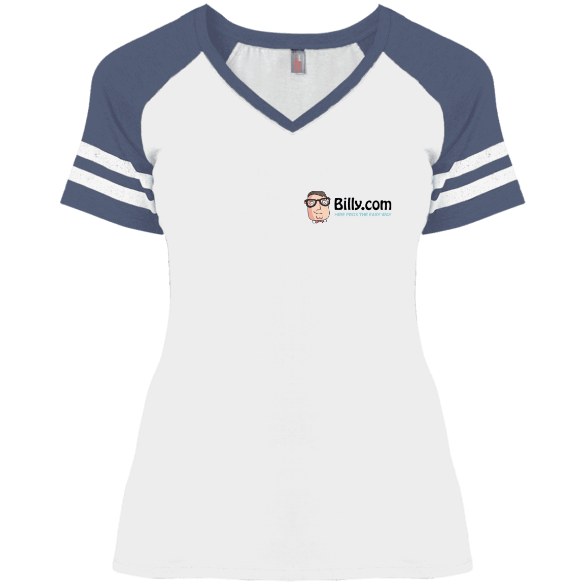 T-Shirts White/Heather Navy / X-Small Billy.com District Ladies' Game V-Neck T-Shirt