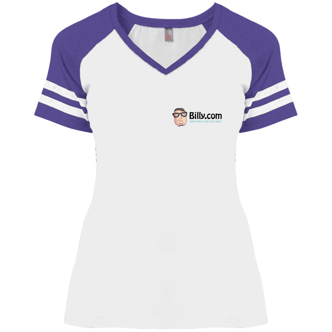 T-Shirts White/Heather Purple / X-Small Billy.com District Ladies' Game V-Neck T-Shirt