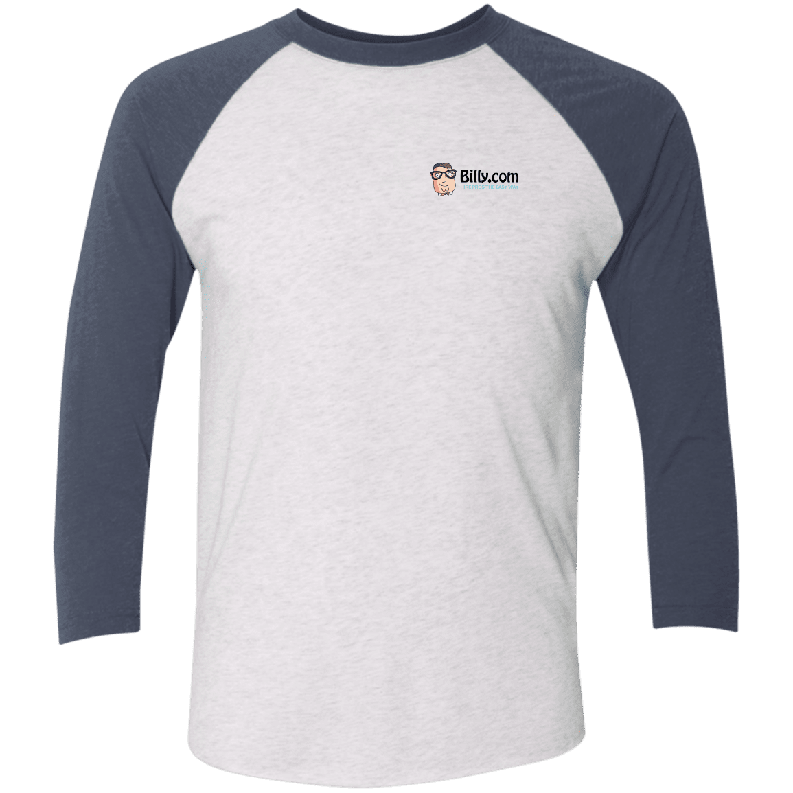 T-Shirts Heather White/Indigo / X-Small Billy.com Next Level Tri-Blend 3/4 Sleeve Baseball Raglan T-Shirt