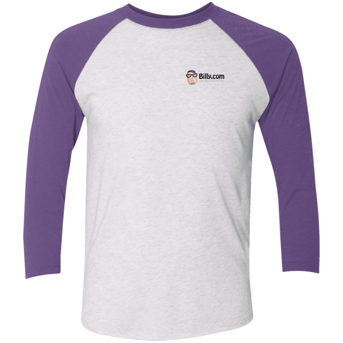 T-Shirts Heather White/Purple Rush / X-Small Billy.com Next Level Tri-Blend 3/4 Sleeve Baseball Raglan T-Shirt