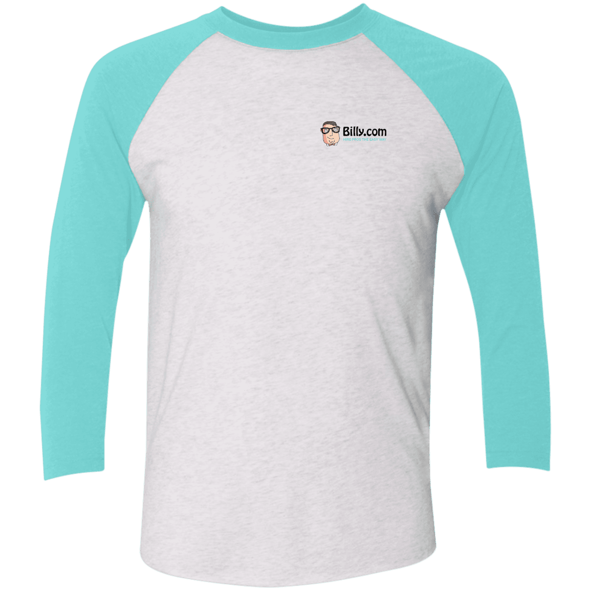 T-Shirts Heather White/Tahiti Blue / X-Small Billy.com Next Level Tri-Blend 3/4 Sleeve Baseball Raglan T-Shirt