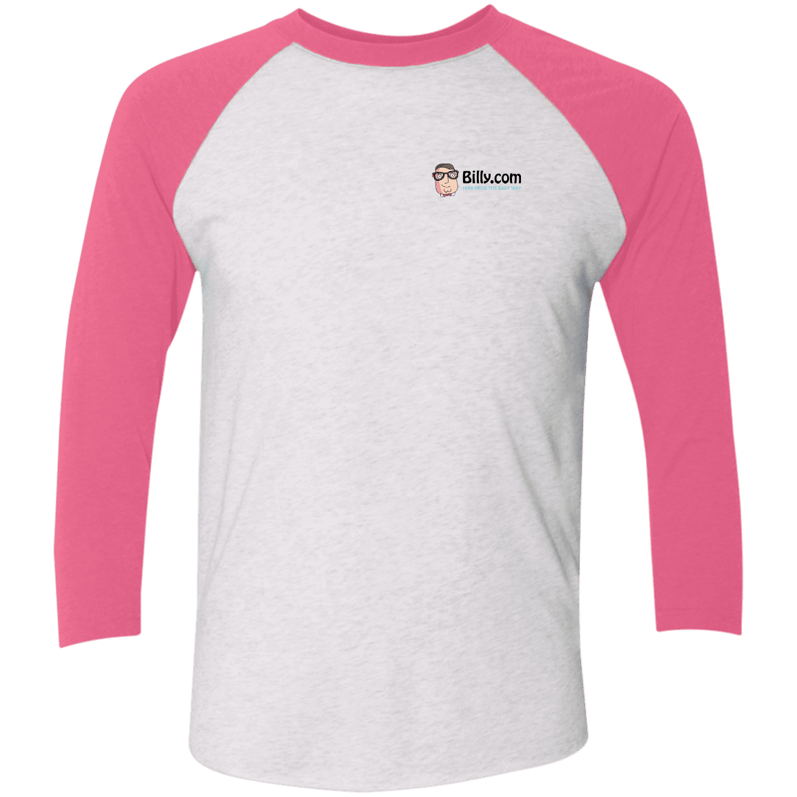 T-Shirts Heather White/Vintage Pink / X-Small Billy.com Next Level Tri-Blend 3/4 Sleeve Baseball Raglan T-Shirt