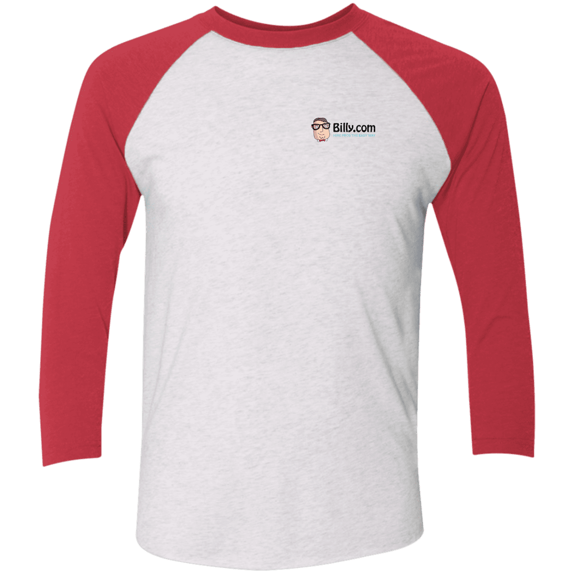 T-Shirts Heather White/Vintage Red / X-Small Billy.com Next Level Tri-Blend 3/4 Sleeve Baseball Raglan T-Shirt