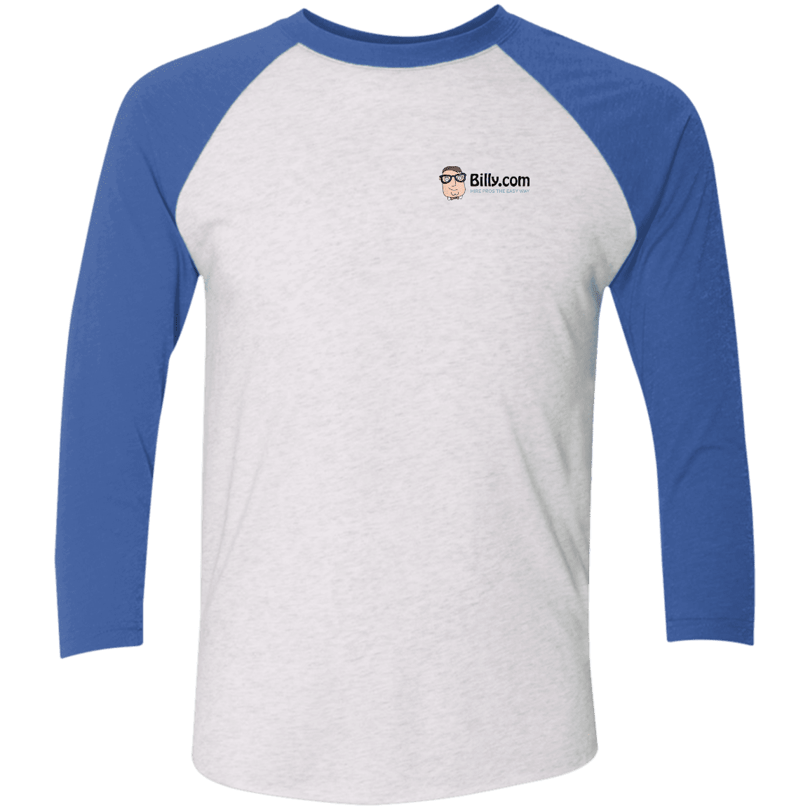 T-Shirts Heather White/Vintage Royal / X-Small Billy.com Next Level Tri-Blend 3/4 Sleeve Baseball Raglan T-Shirt