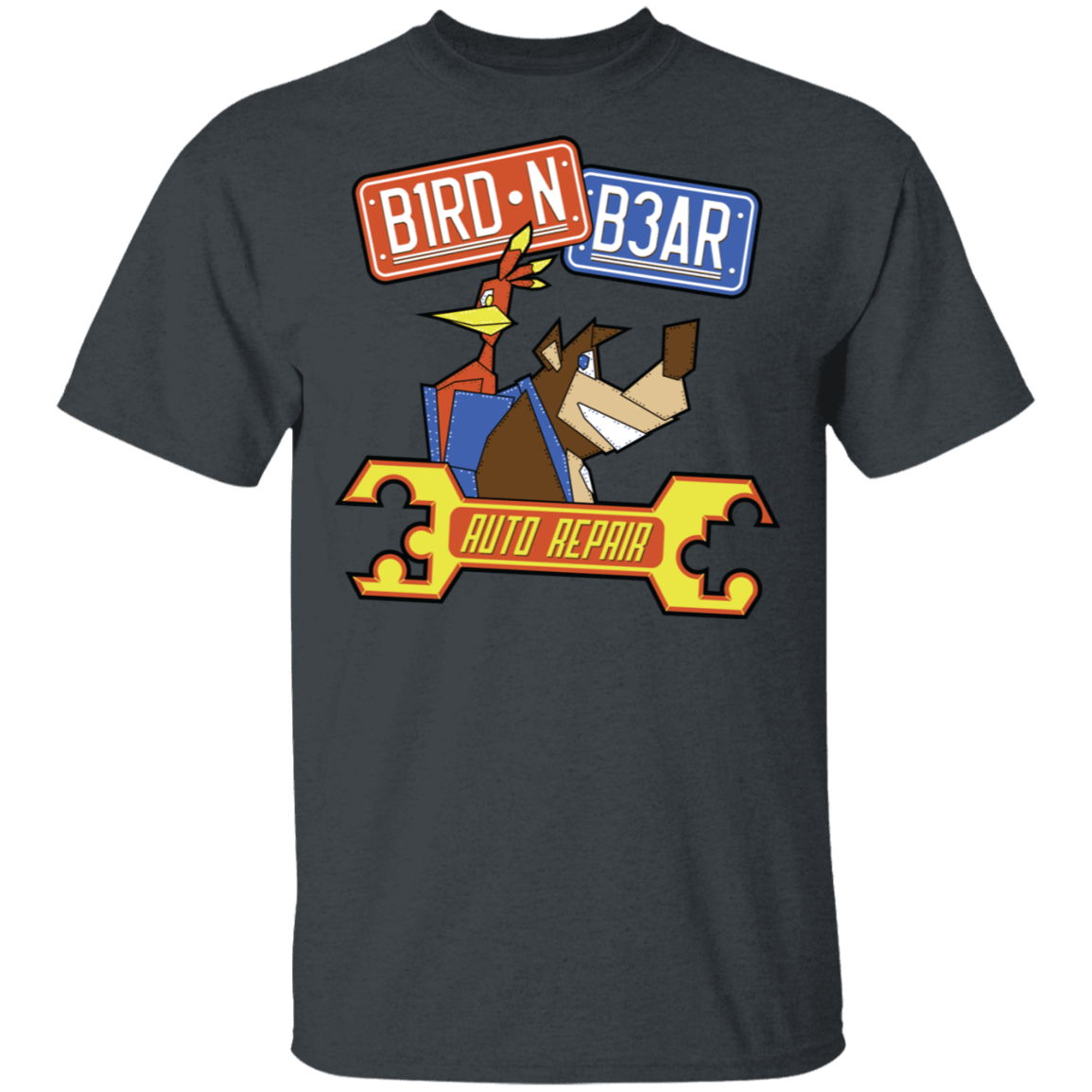 T-Shirts Dark Heather / S Bird N Bear Auto Repair T-Shirt