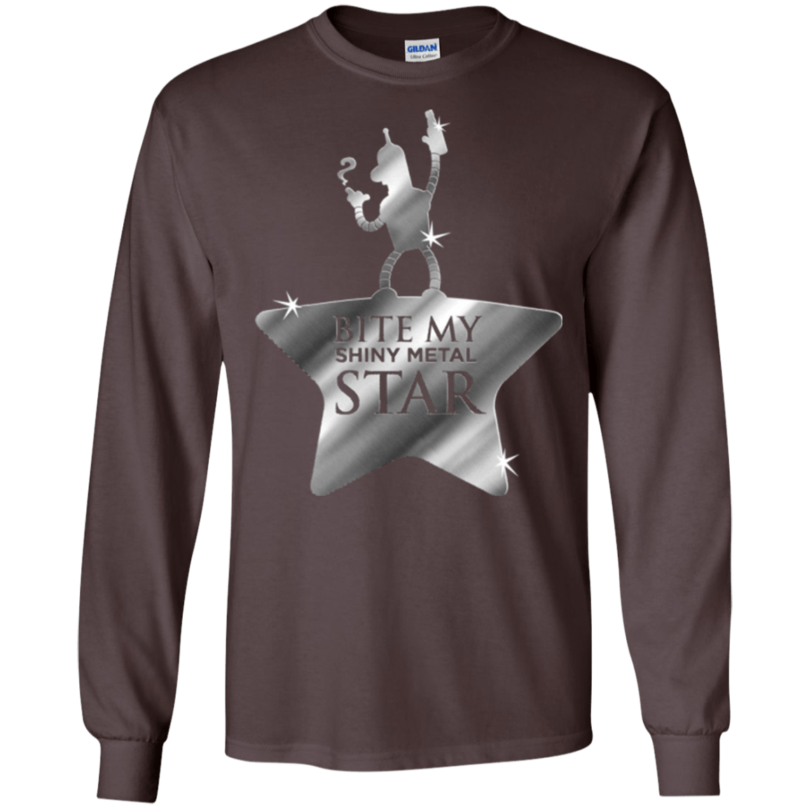 T-Shirts Dark Chocolate / S Bite my Shiny Metal Star Men's Long Sleeve T-Shirt