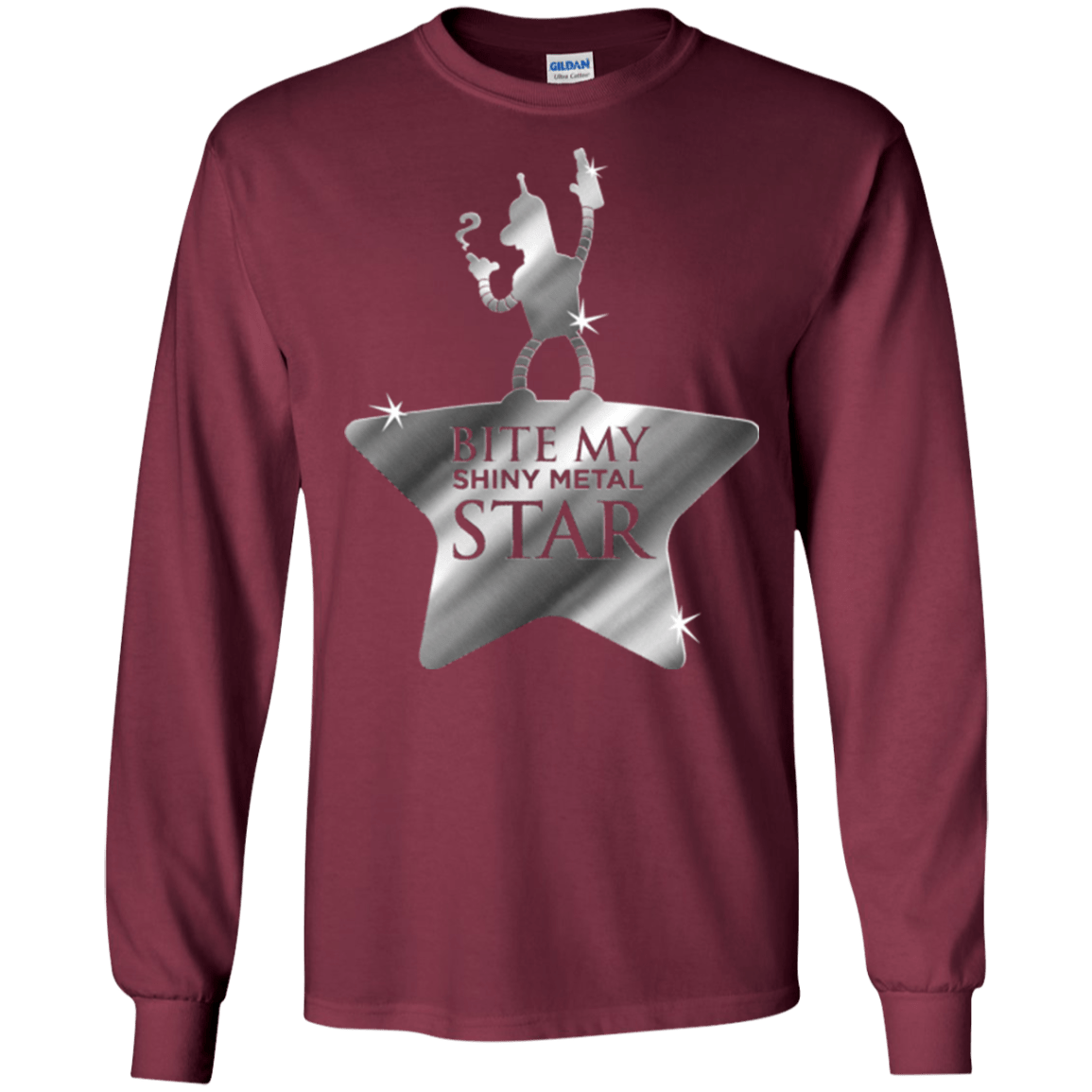 T-Shirts Maroon / S Bite my Shiny Metal Star Men's Long Sleeve T-Shirt