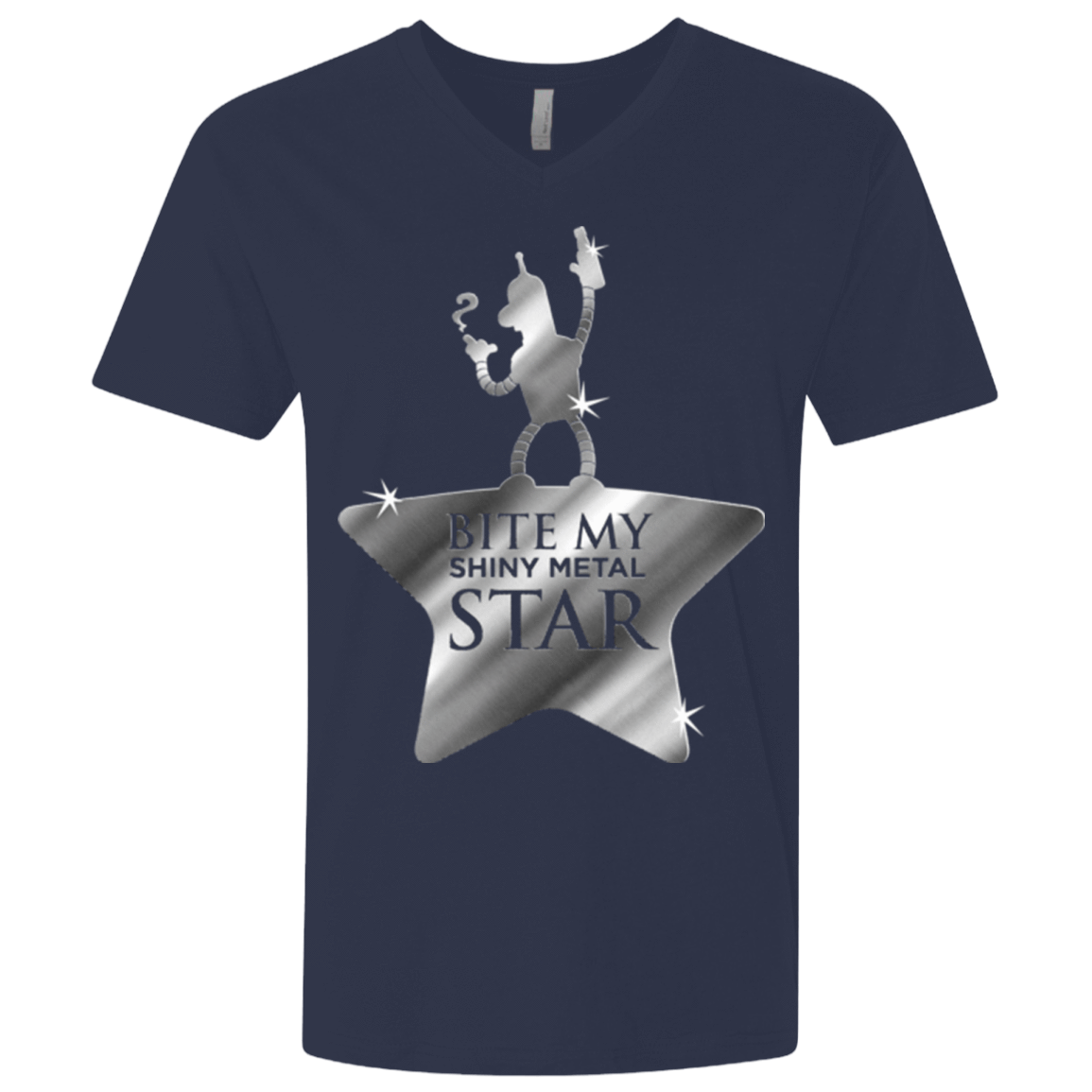 T-Shirts Midnight Navy / X-Small Bite my Shiny Metal Star Men's Premium V-Neck