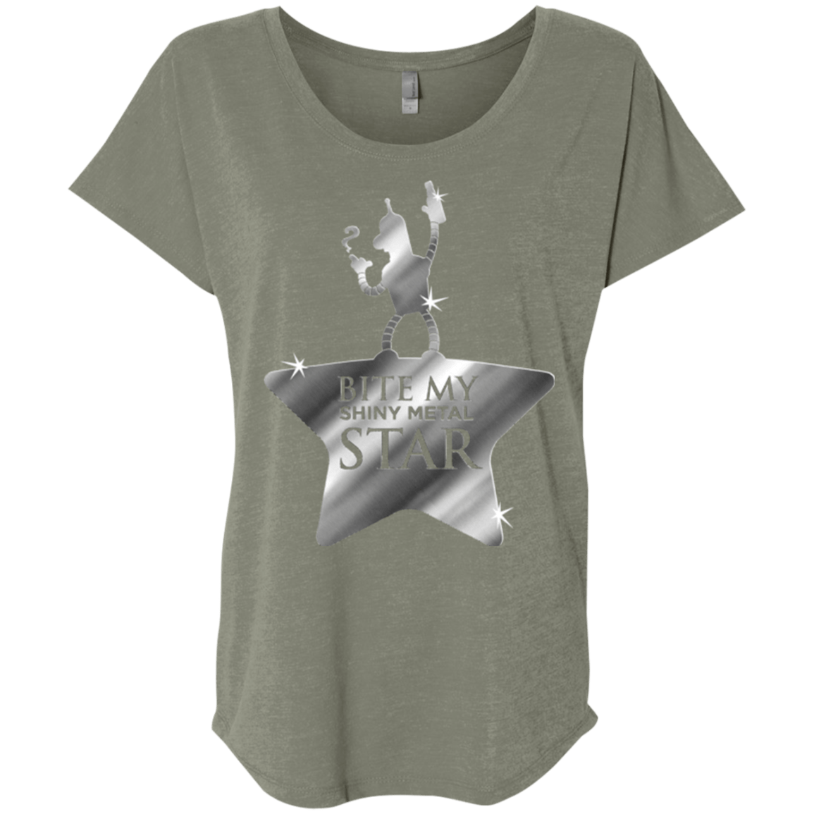 T-Shirts Venetian Grey / X-Small Bite my Shiny Metal Star Triblend Dolman Sleeve