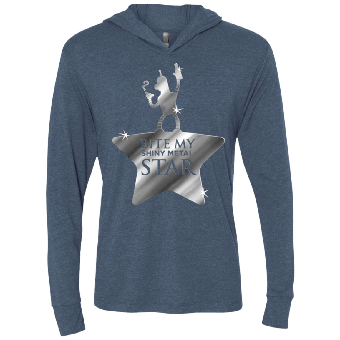 T-Shirts Indigo / X-Small Bite my Shiny Metal Star Triblend Long Sleeve Hoodie Tee