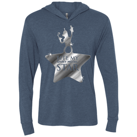 T-Shirts Indigo / X-Small Bite my Shiny Metal Star Triblend Long Sleeve Hoodie Tee