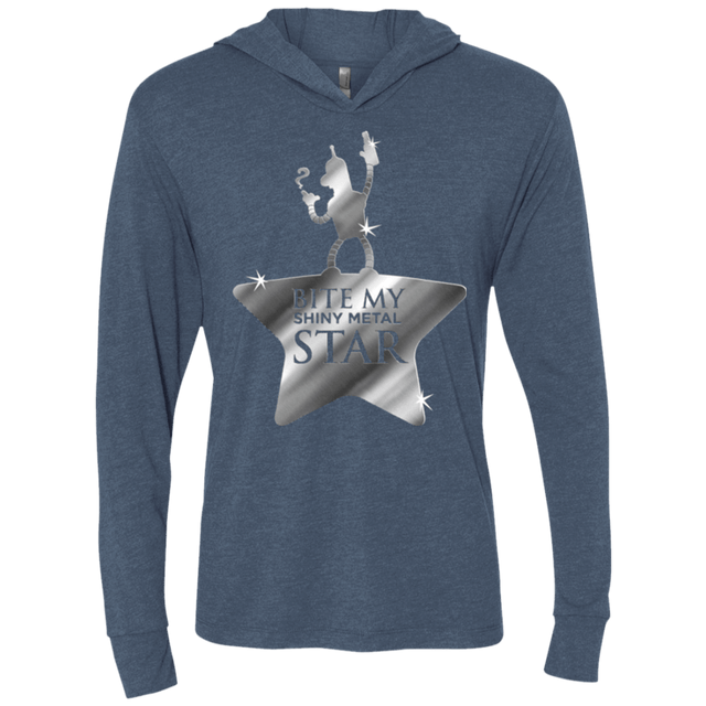 T-Shirts Indigo / X-Small Bite my Shiny Metal Star Triblend Long Sleeve Hoodie Tee