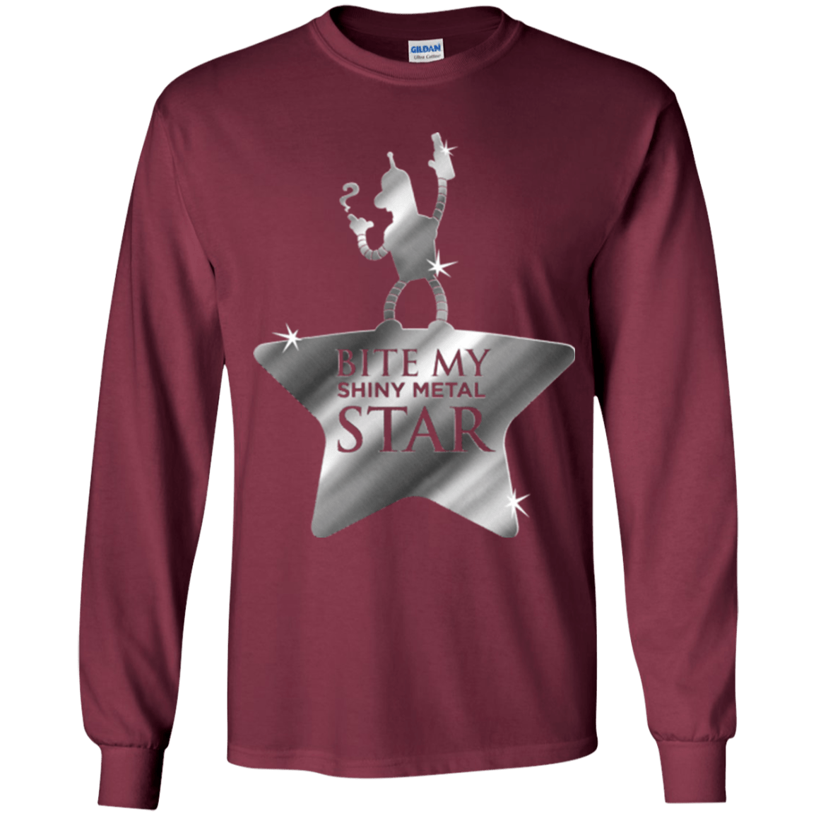 T-Shirts Maroon / YS Bite my Shiny Metal Star Youth Long Sleeve T-Shirt