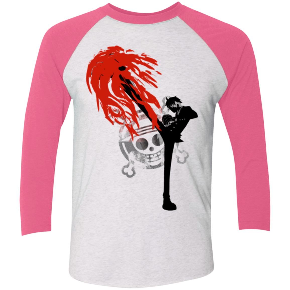 T-Shirts Heather White/Vintage Pink / X-Small Black leg 2 Men's Triblend 3/4 Sleeve