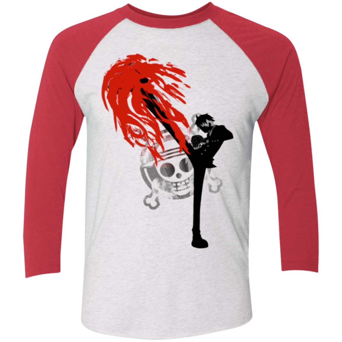 T-Shirts Heather White/Vintage Red / X-Small Black leg 2 Men's Triblend 3/4 Sleeve