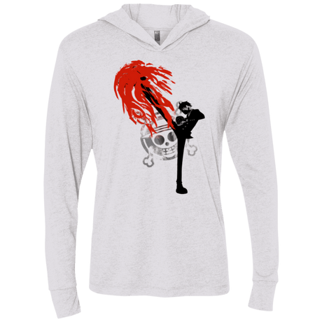 T-Shirts Heather White / X-Small Black leg 2 Triblend Long Sleeve Hoodie Tee