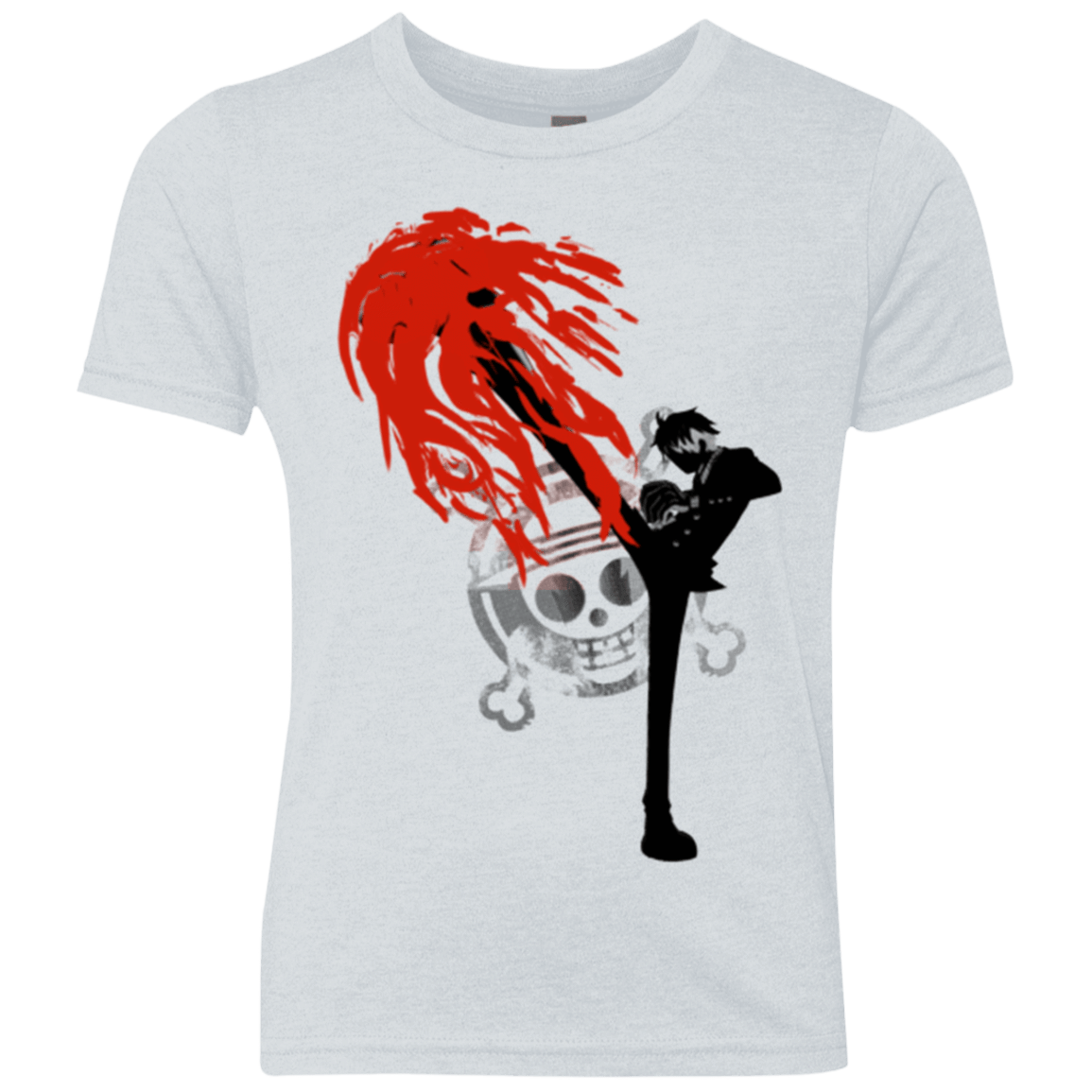 T-Shirts Heather White / YXS Black leg 2 Youth Triblend T-Shirt