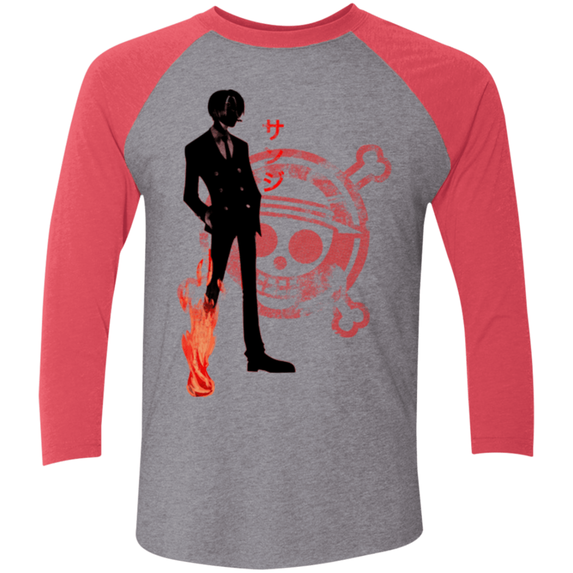 T-Shirts Premium Heather/ Vintage Red / X-Small Black leg Men's Triblend 3/4 Sleeve