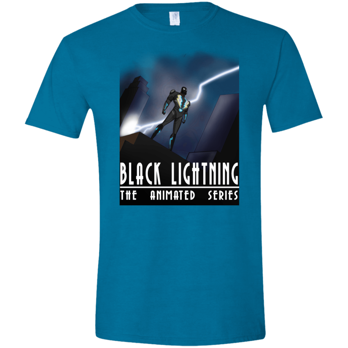 T-Shirts Antique Sapphire / S Black Lightning Series Men's Semi-Fitted Softstyle