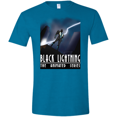 T-Shirts Antique Sapphire / S Black Lightning Series Men's Semi-Fitted Softstyle