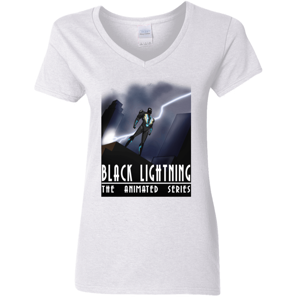T-Shirts White / S Black Lightning Series Women's V-Neck T-Shirt