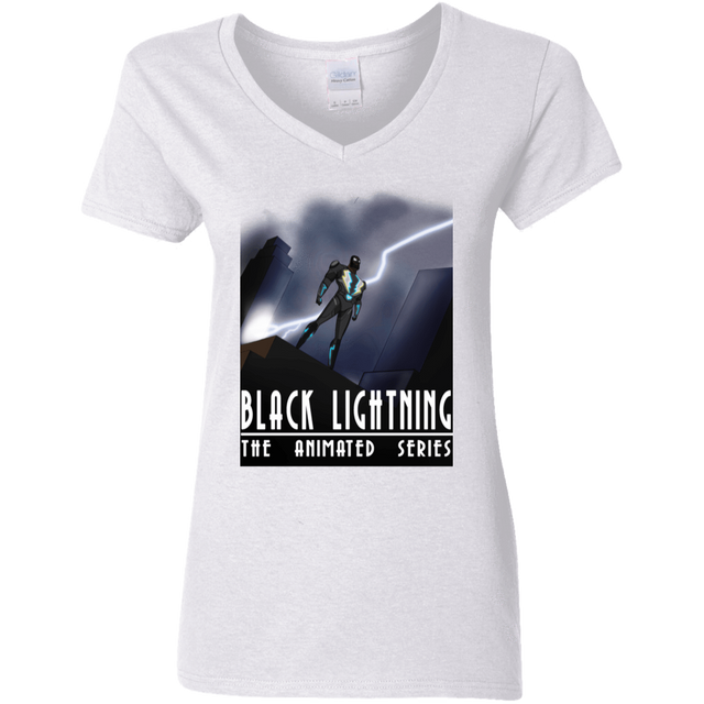 T-Shirts White / S Black Lightning Series Women's V-Neck T-Shirt