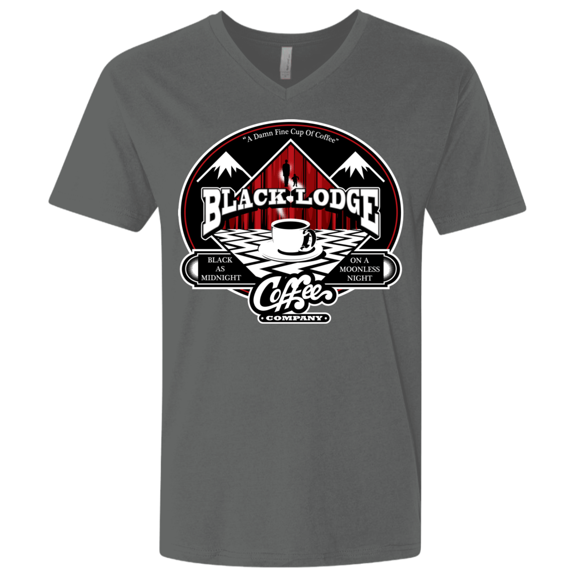 T-Shirts Heavy Metal / X-Small Black Lodge Coffee Company Men's Premium V-Neck