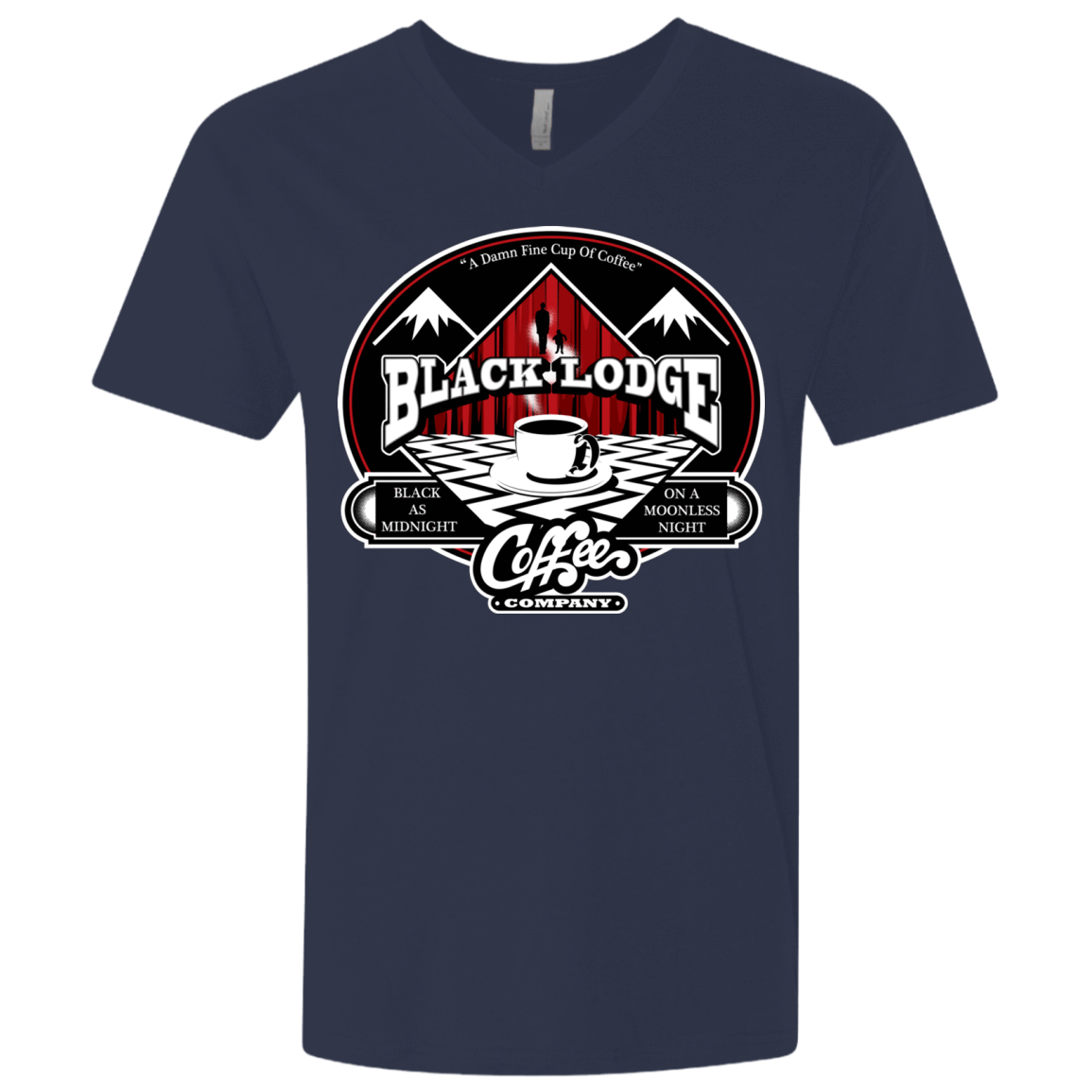 T-Shirts Midnight Navy / X-Small Black Lodge Coffee Company Men's Premium V-Neck