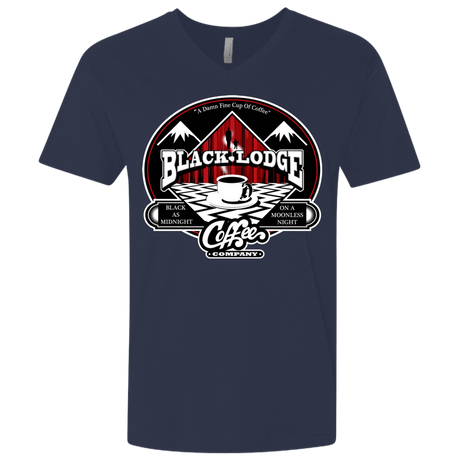 T-Shirts Midnight Navy / X-Small Black Lodge Coffee Company Men's Premium V-Neck