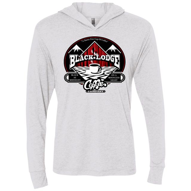 T-Shirts Heather White / X-Small Black Lodge Coffee Company Triblend Long Sleeve Hoodie Tee