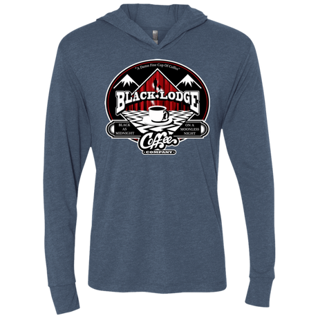 T-Shirts Indigo / X-Small Black Lodge Coffee Company Triblend Long Sleeve Hoodie Tee