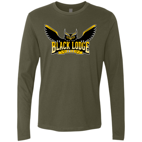 T-Shirts Military Green / Small Black Lodge Owls Men's Premium Long Sleeve