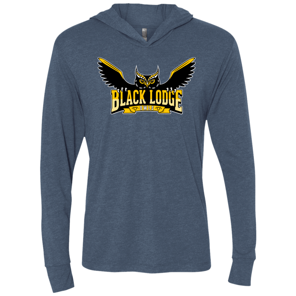 T-Shirts Indigo / X-Small Black Lodge Owls Triblend Long Sleeve Hoodie Tee