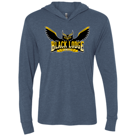 T-Shirts Indigo / X-Small Black Lodge Owls Triblend Long Sleeve Hoodie Tee