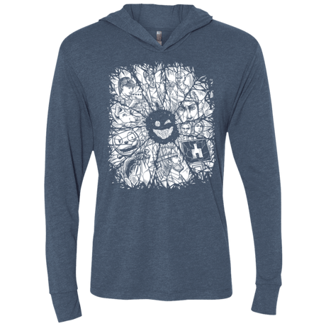 T-Shirts Indigo / X-Small Black Mirror Triblend Long Sleeve Hoodie Tee